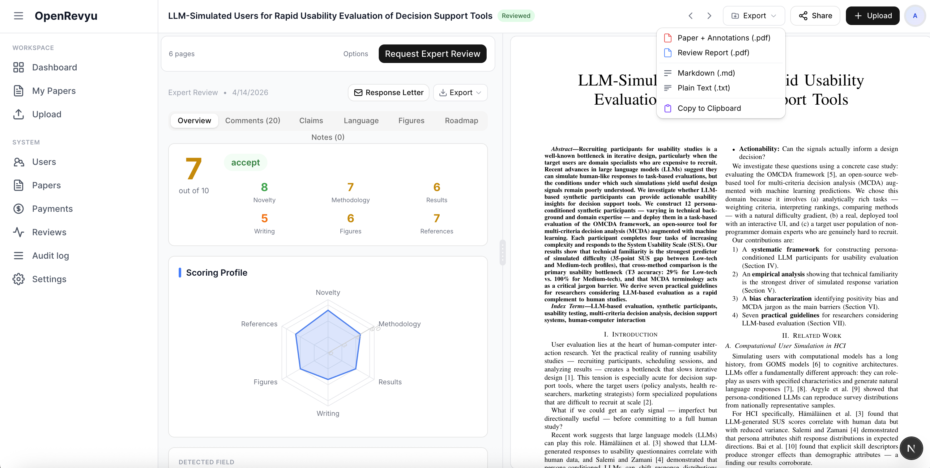 OpenRevyu Dashboard